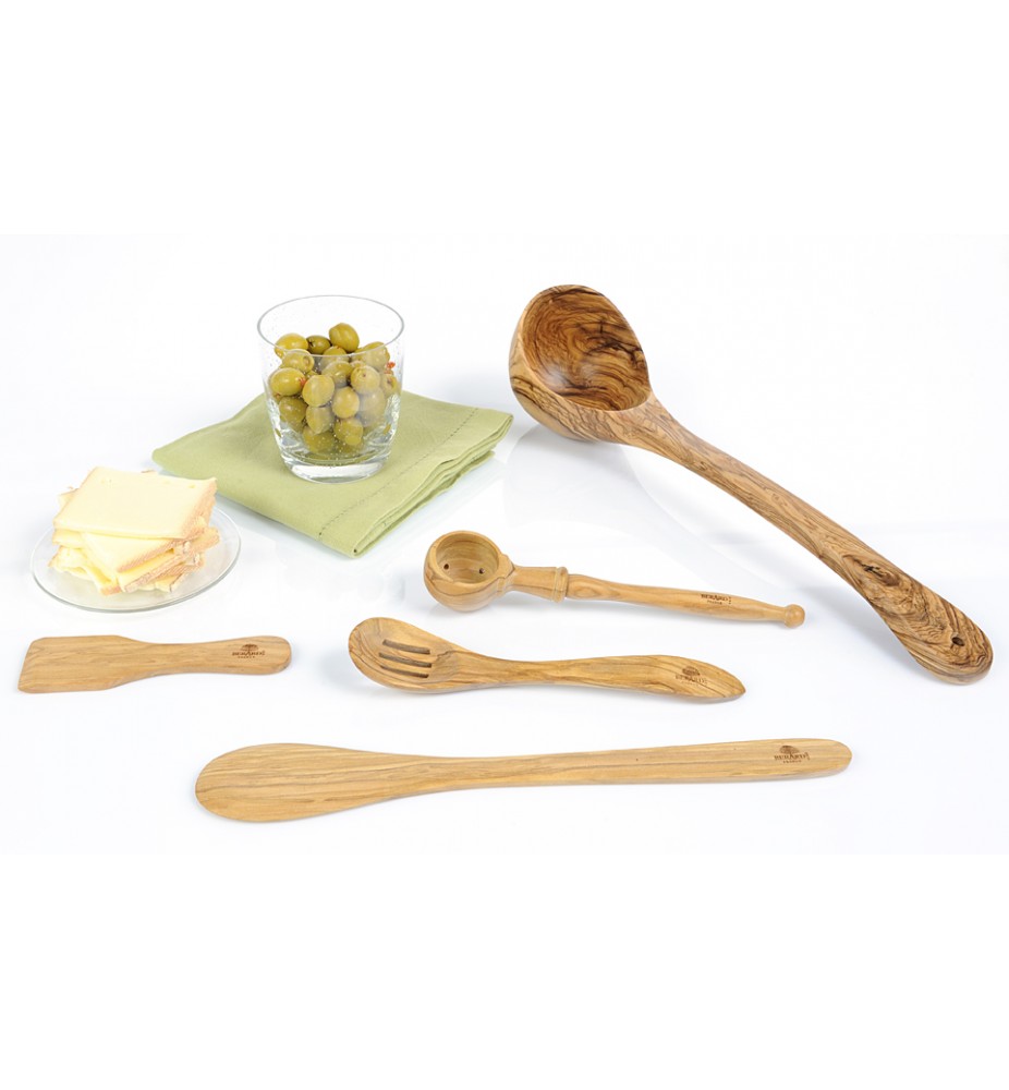 Cuillère à ragout ou cuillère anglaise 25 cm en bois d'olivier olivier