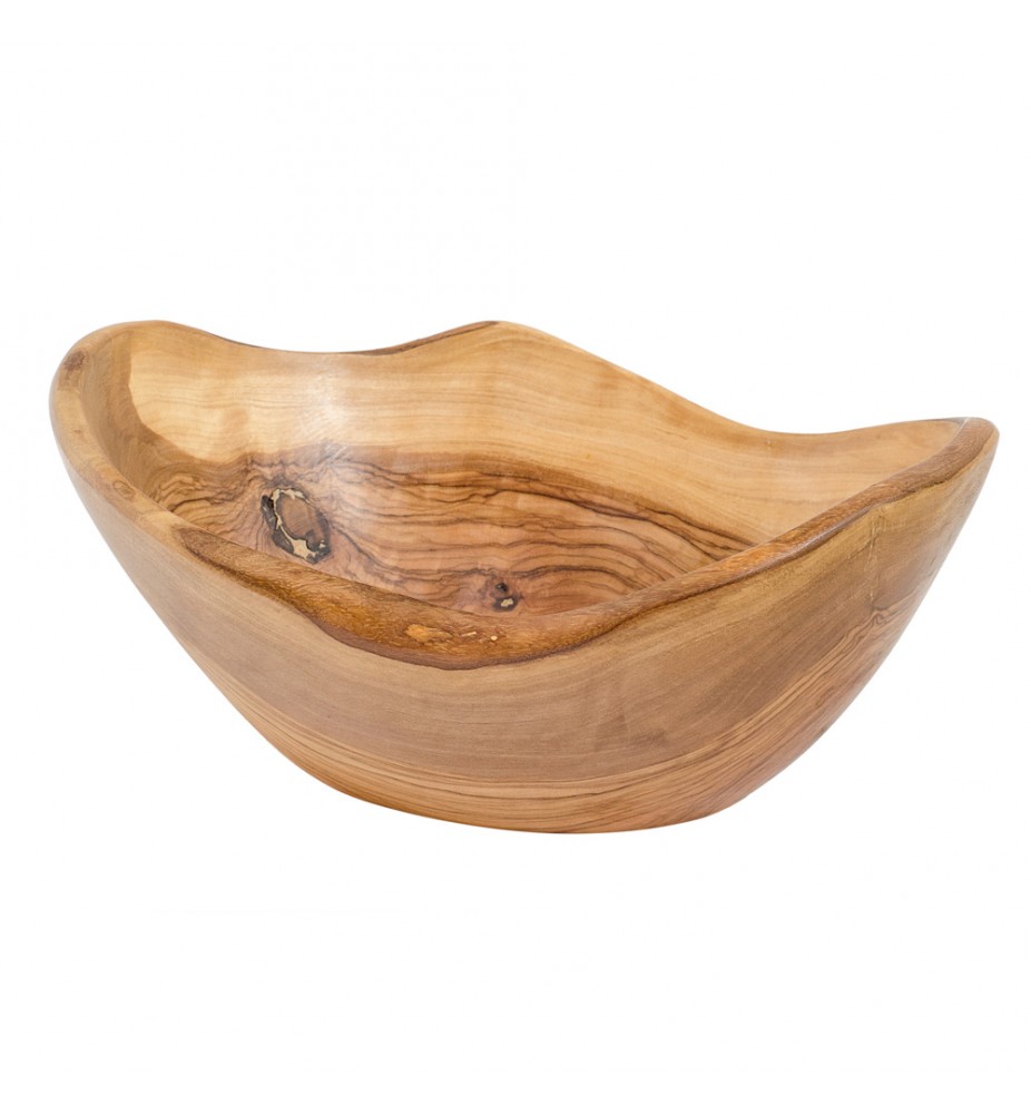 Coupe à Fruits Ovale En Bois D'Olivier Fait Main - Plat Creux Décoratif - Artisanat Tunisien
