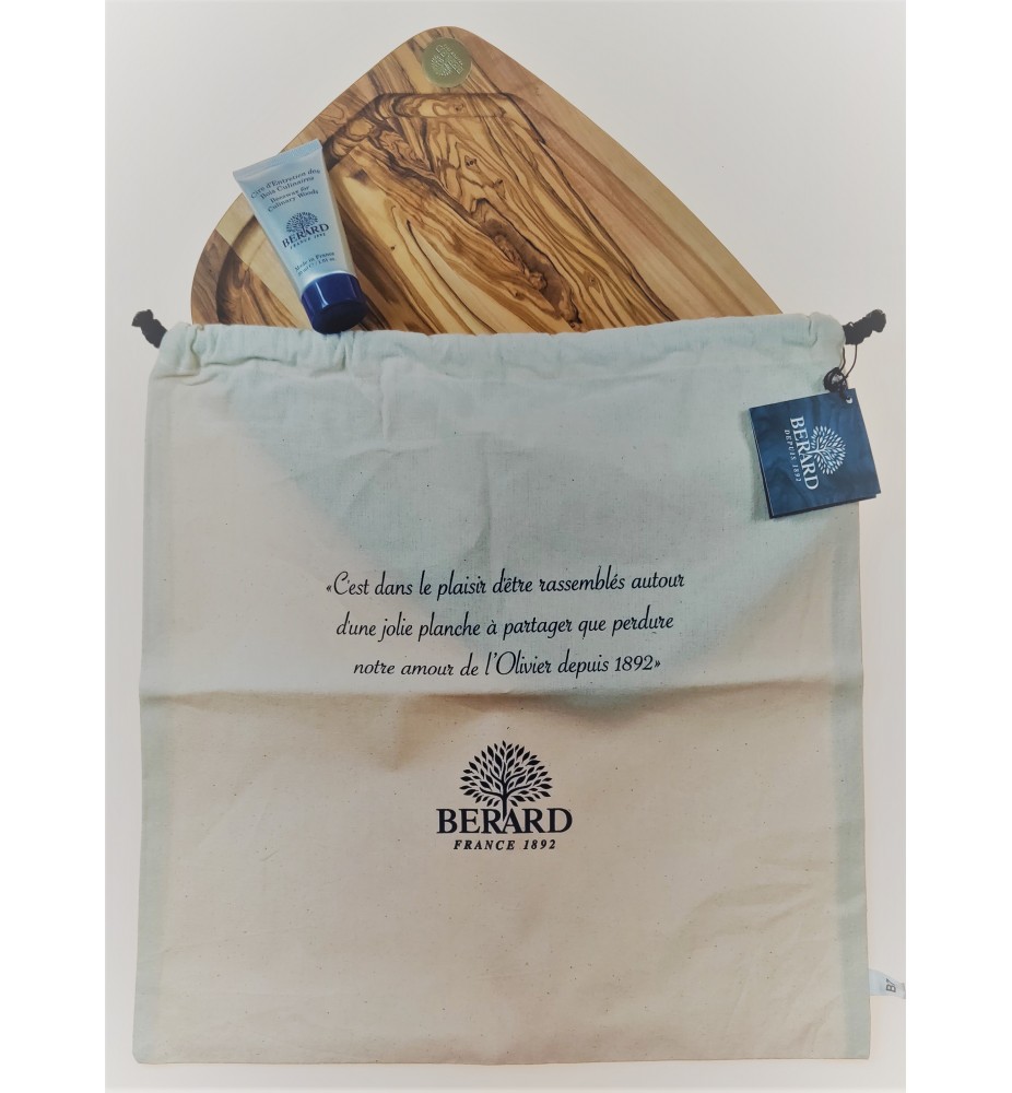 bérard planche à découper NERRO grande 400x295x17 avec sac et cire